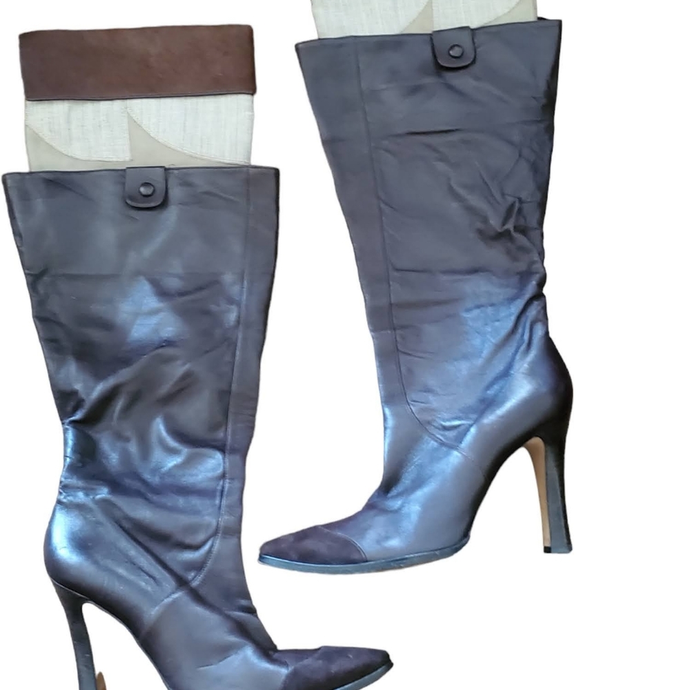 Classic Women's High-Heel Knee Boots in Dark Brown
